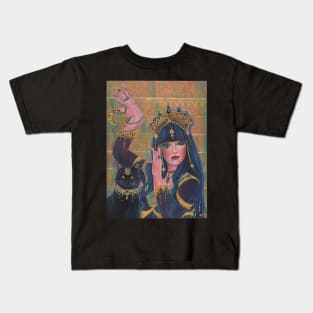 Bastet goddess Egyptian cat dark by Renee Lavoie Kids T-Shirt